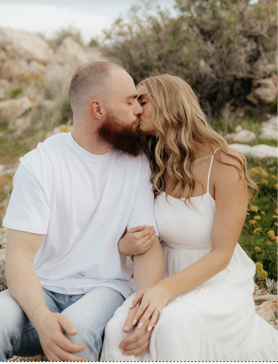 spring engagement session at Antelope Island Utah